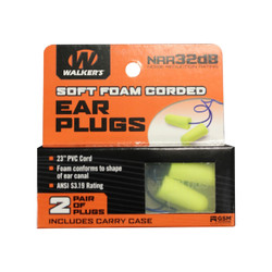 Walker's Game Ear Neon Yellow/Blue Corded Foam Plug W/ Case